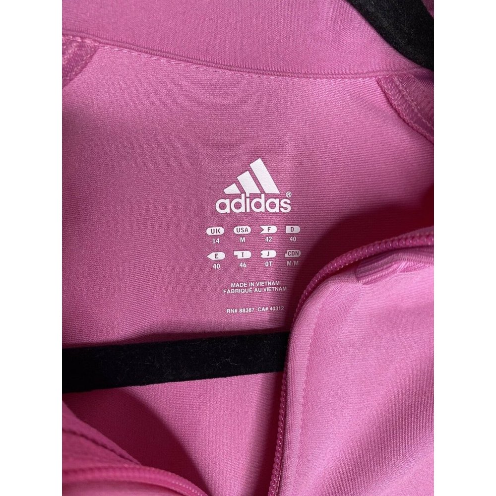 Adidas Full Zip Long Sleeve Pink Jacket With Pockets Size Medium - Picture 3 of 5
